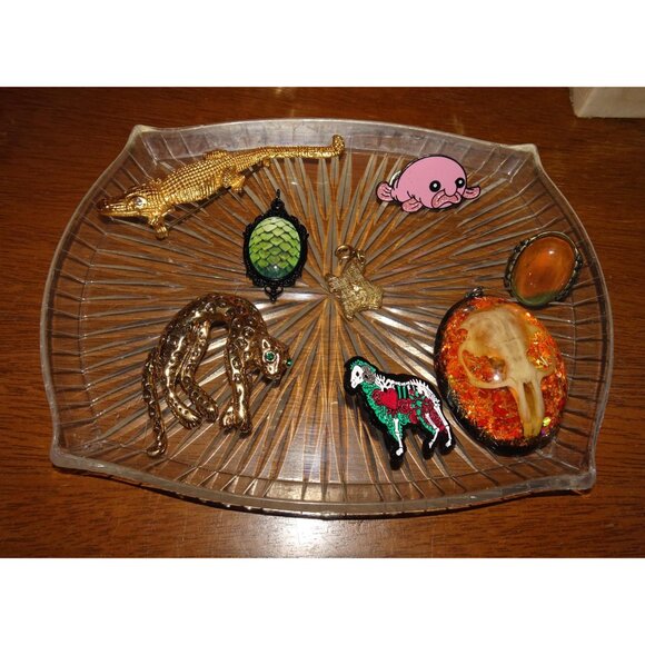 Vintage Three Clear Lucite Atomic Starburst Snack Trays trinket dish 1950s retro - Picture 5 of 13